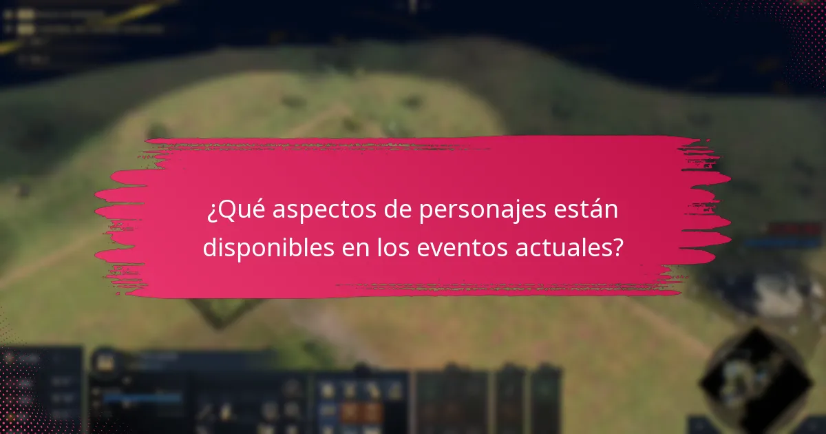 ¿Qué aspectos de personajes están disponibles en los eventos actuales?